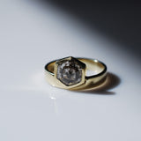 Hexagon salt and pepper diamond ring