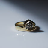 Hexagon salt and pepper diamond ring