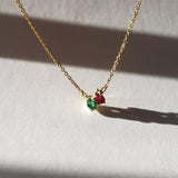 Ruby and emerald pear necklace