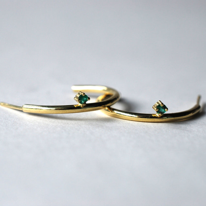 Large emerald hoops