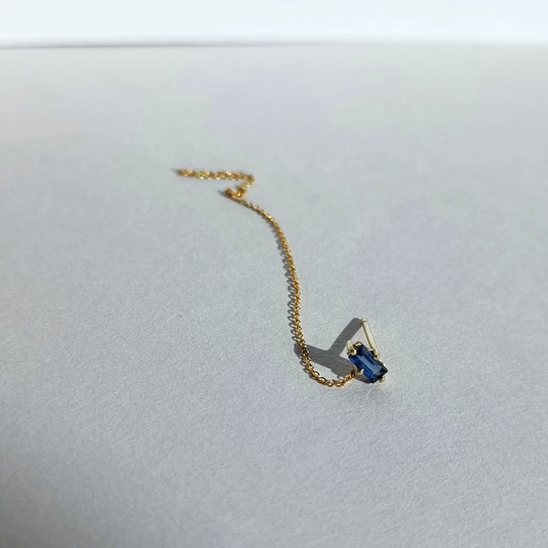 Sapphire baguette chain drop earring