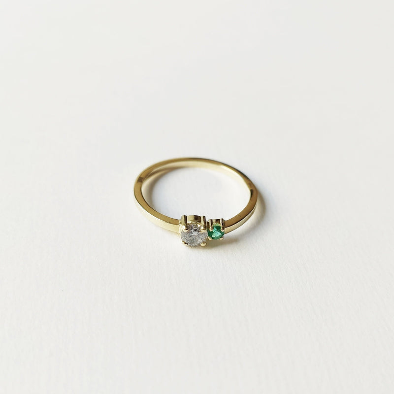 Ring duo diamond & emerald